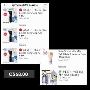 RESERVED Mini Skincare Bundle of 5: 3 x Dr. Brandt Kate Somerville and REN
